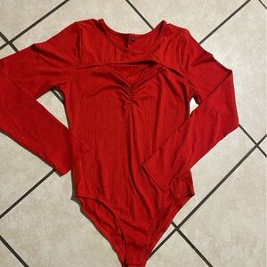 Red Long Sleeve Bodysuit